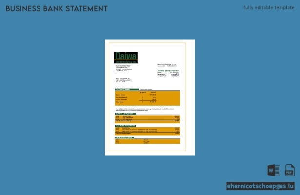 Daiwa Securities Group Geschäftskontoauszug (Word- und PDF-Beispiel)
